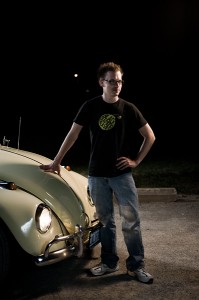 Mike with his yellow 1967 VW Convertible Beetle-Bug